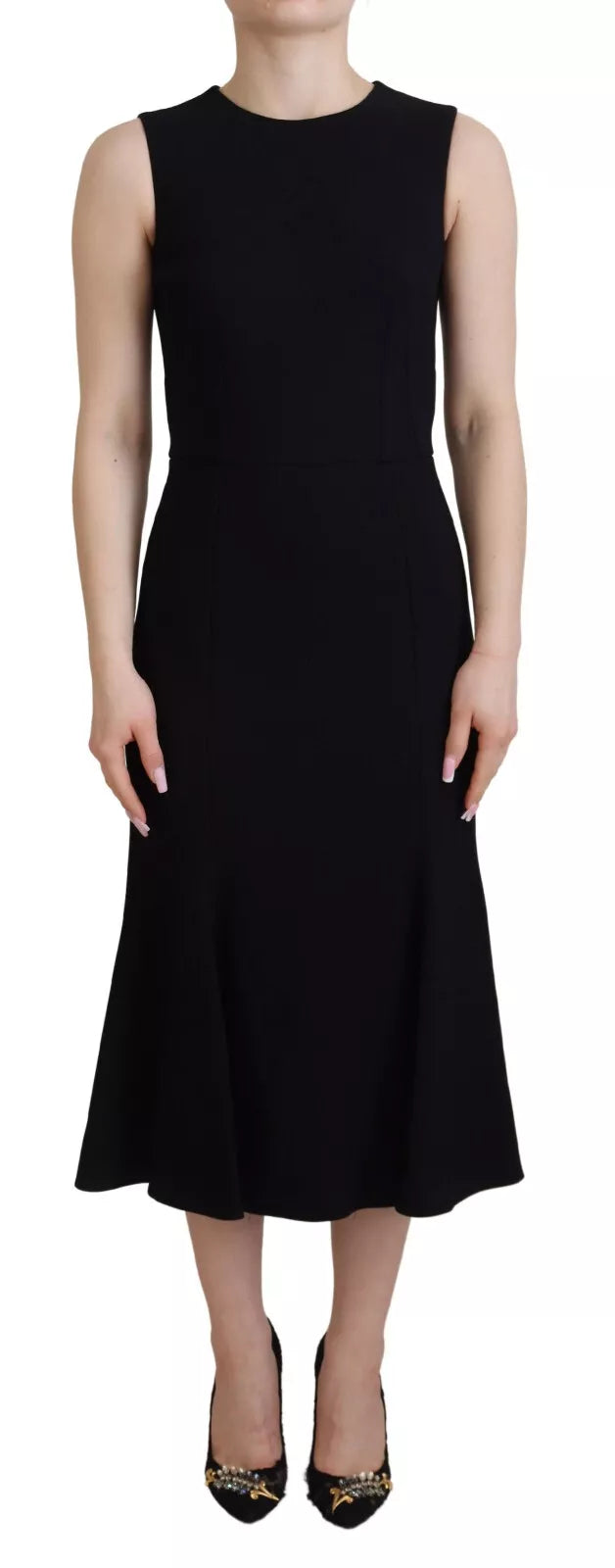 Dolce & Gabbana Black Sheath Flare Viscose Dress