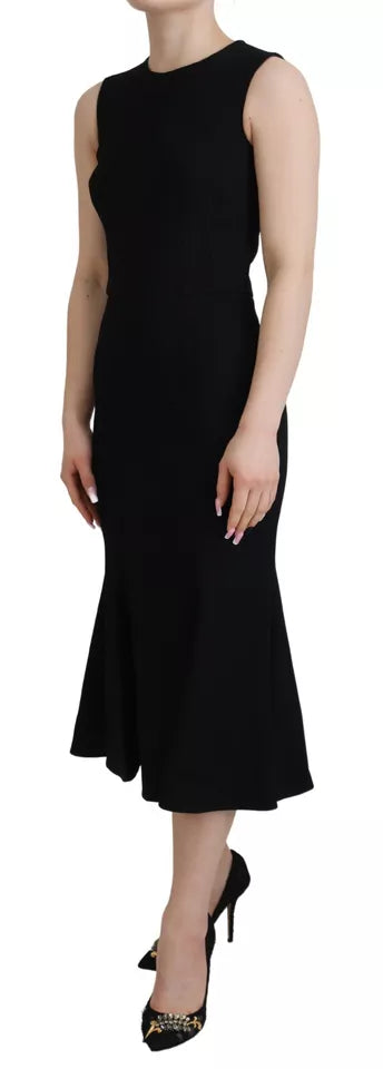 Dolce & Gabbana Black Sheath Flare Viscose Dress