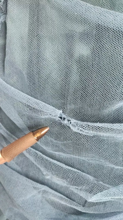 Dolce & Gabbana blauwe, gerimpelde tule jurk met mesh details