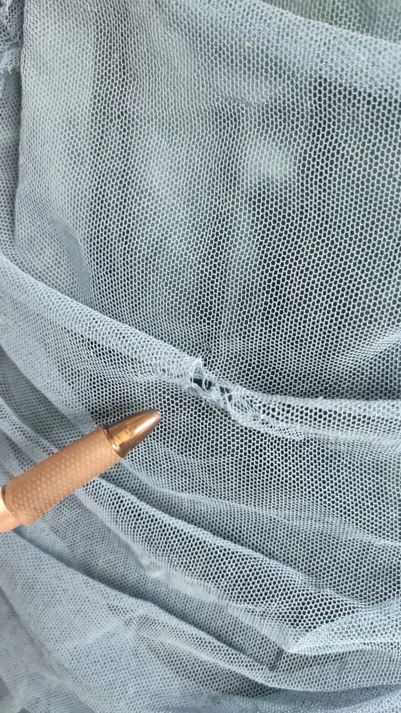 Dolce & Gabbana Robe Mi-Longue en Tulle Bleu avec Détails Froncés