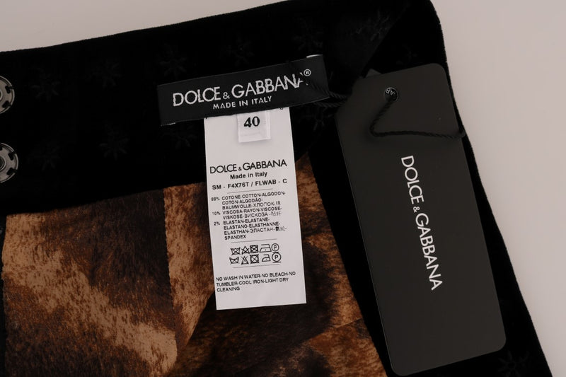 Jupe crayon en velours baroque vert foncé Dolce &amp; Gabbana