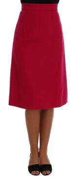 Jupe trapèze longue en laine rose Dolce &amp; Gabbana