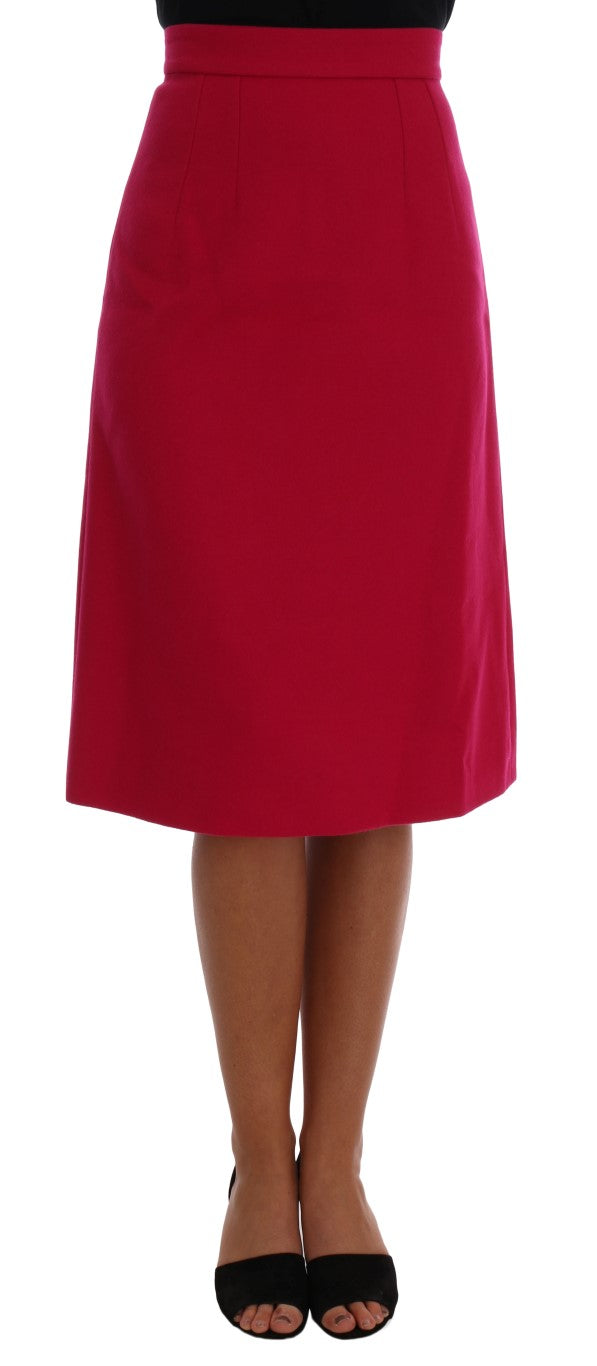 Jupe trapèze longue en laine rose Dolce &amp; Gabbana