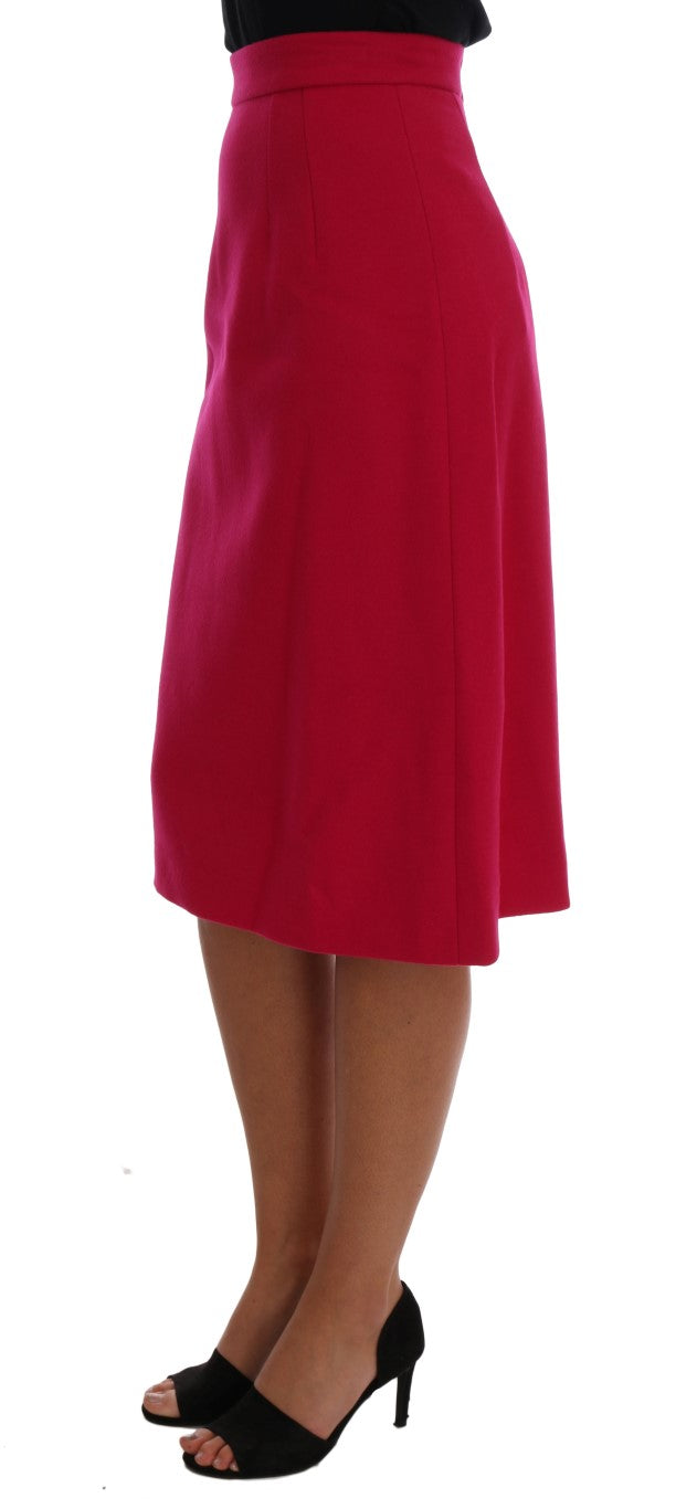 Jupe trapèze longue en laine rose Dolce &amp; Gabbana