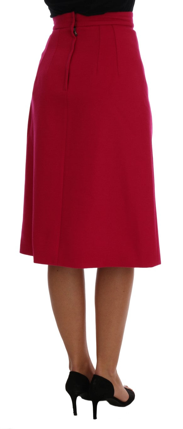 Jupe trapèze longue en laine rose Dolce &amp; Gabbana