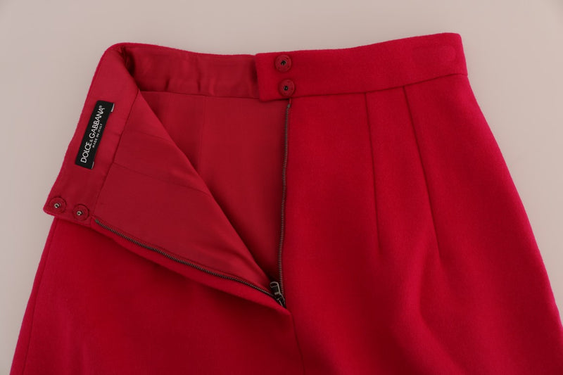 Jupe trapèze longue en laine rose Dolce &amp; Gabbana
