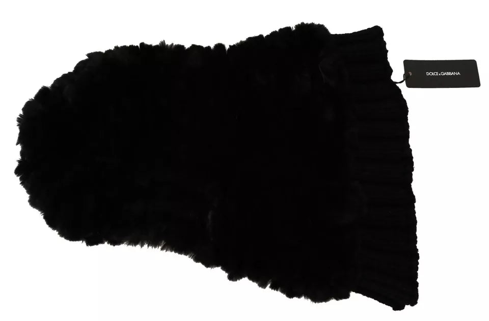 Dolce & Gabbana Écharpe à Capuche en Fourrure de Renard Argenté et Cachemire Noir