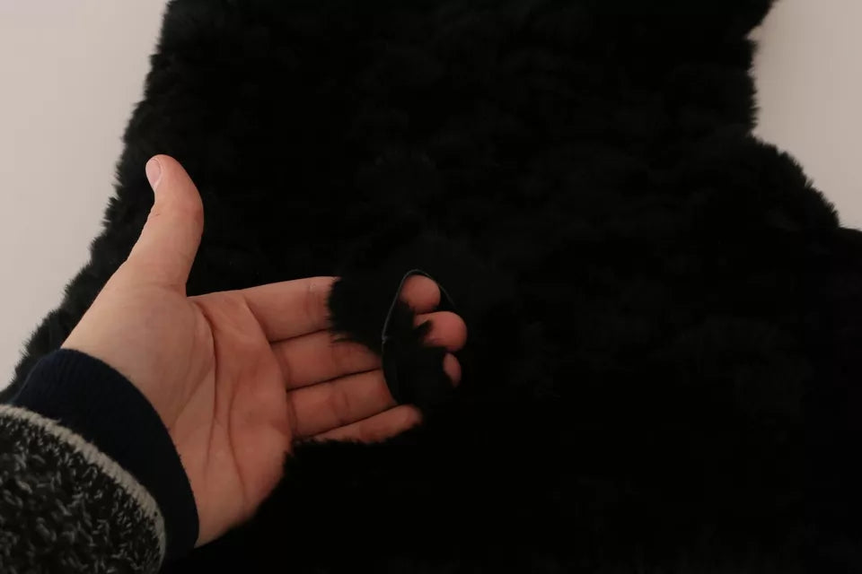 Dolce & Gabbana Écharpe à Capuche en Fourrure de Renard Argenté et Cachemire Noir