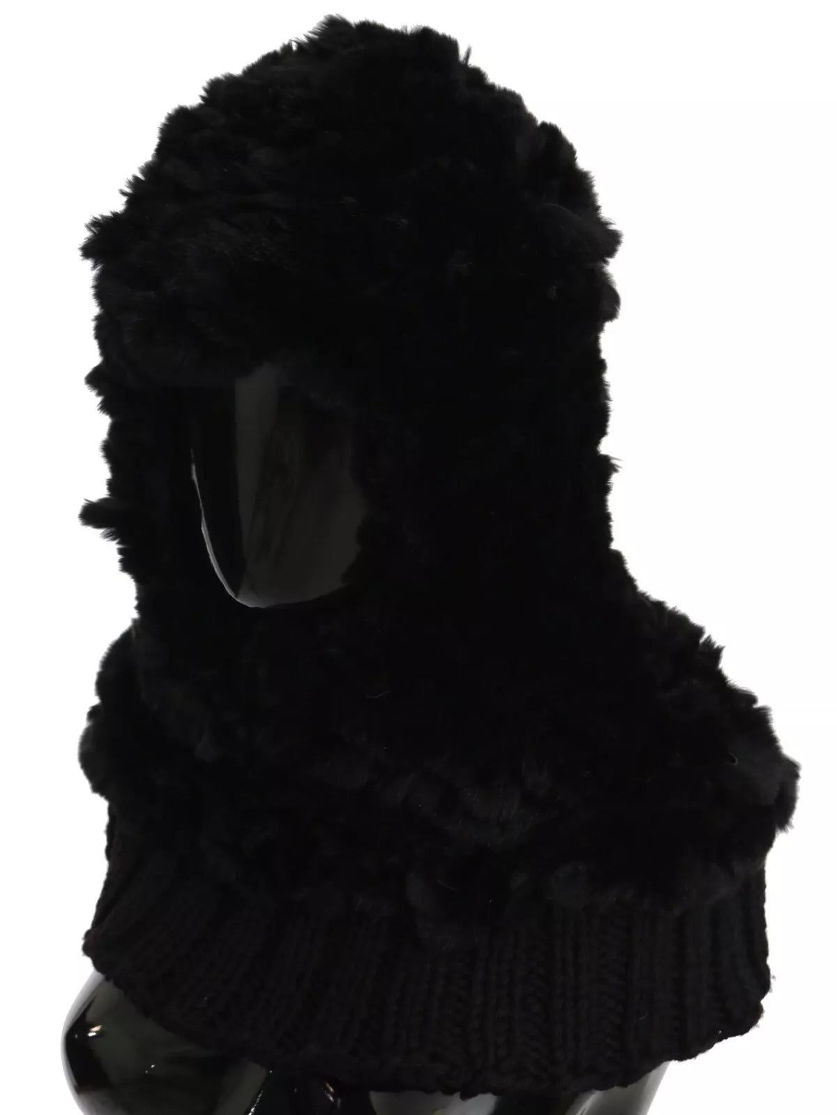 Dolce & Gabbana Écharpe à Capuche en Fourrure de Renard Argenté et Cachemire Noir