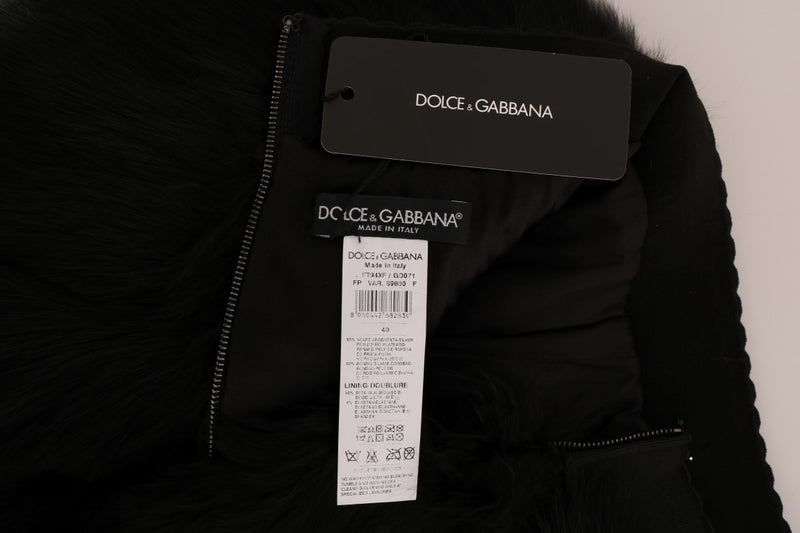 Mini-short en fourrure d'agneau et de renard noir Dolce &amp; Gabbana