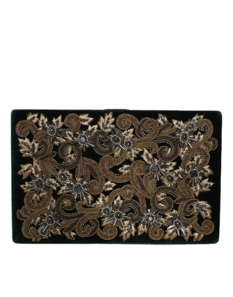 Dolce & Gabbana Black Velvet Gold Frame Clutch Evening Purse