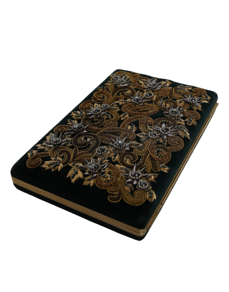 Dolce & Gabbana Black Velvet Gold Frame Clutch Evening Purse