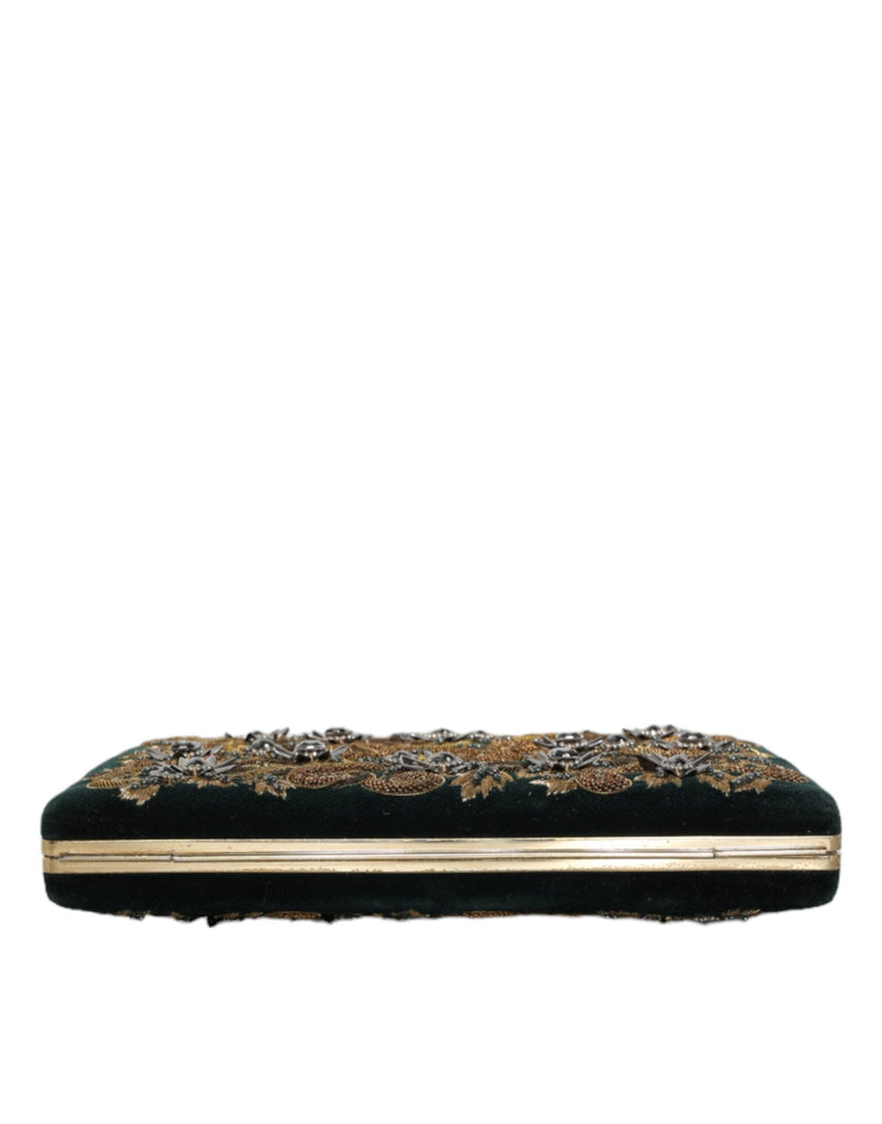 Dolce & Gabbana Black Velvet Gold Frame Clutch Evening Purse