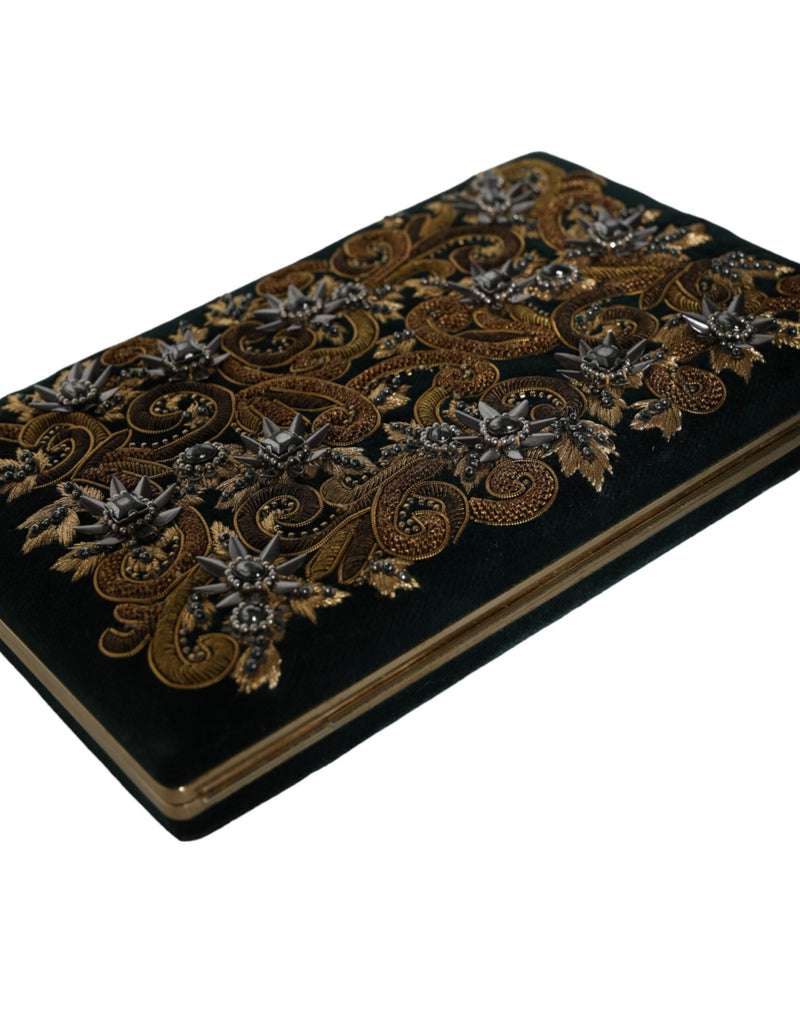 Dolce & Gabbana Black Velvet Gold Frame Clutch Evening Purse