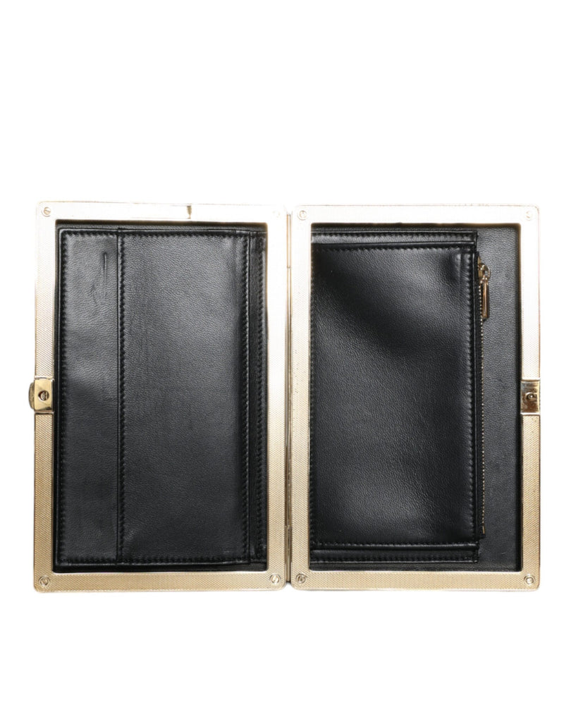 Dolce & Gabbana Black Velvet Gold Frame Clutch Evening Purse