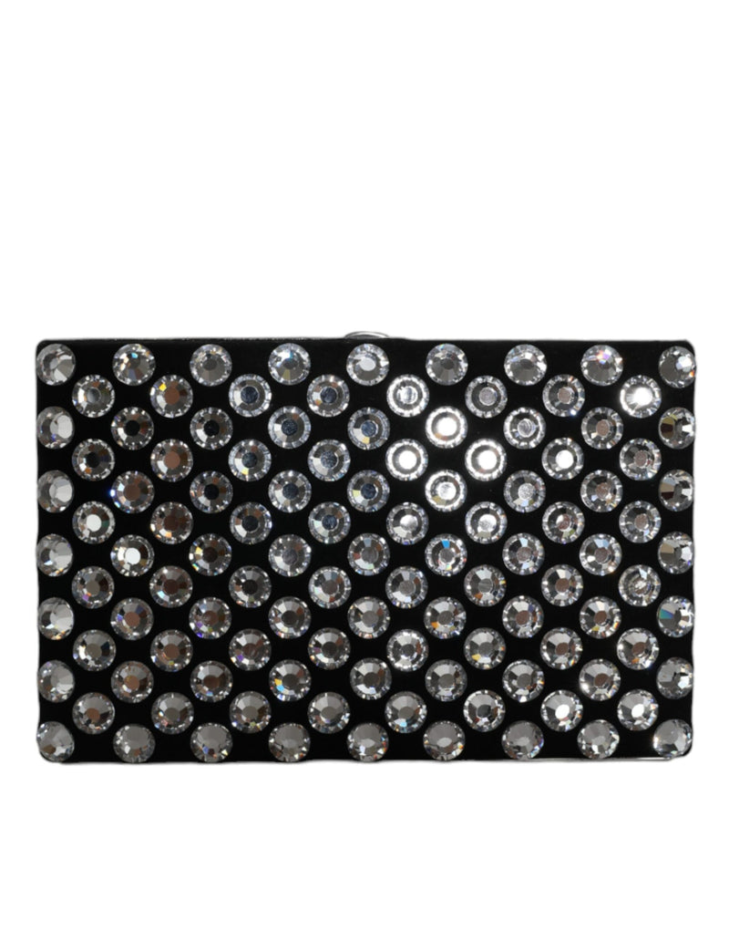 Dolce & Gabbana Black Velvet Crystal Clutch Evening Bag