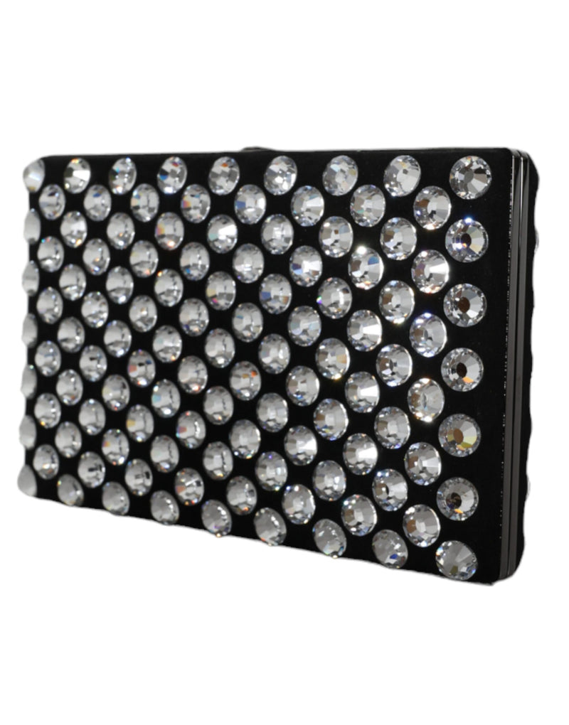 Dolce & Gabbana Black Velvet Crystal Clutch Evening Bag