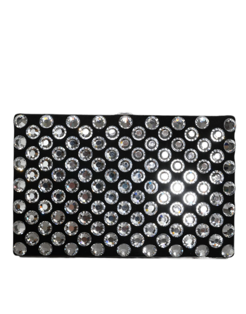 Dolce & Gabbana Black Velvet Crystal Clutch Evening Bag