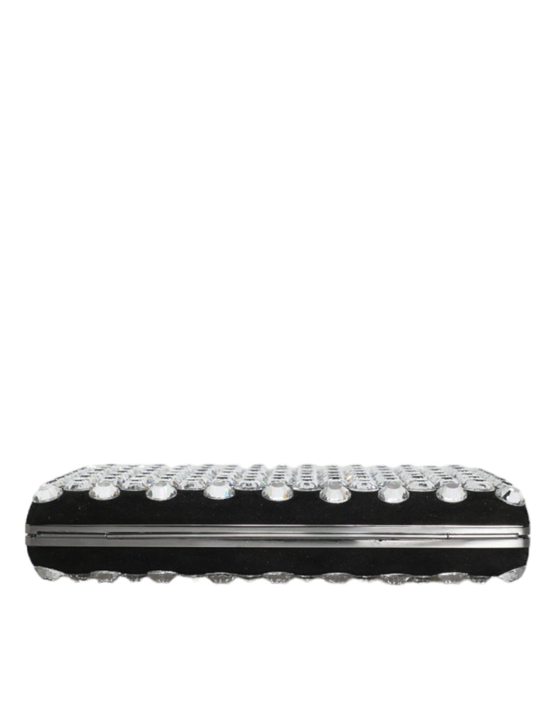 Dolce & Gabbana Black Velvet Crystal Clutch Evening Bag