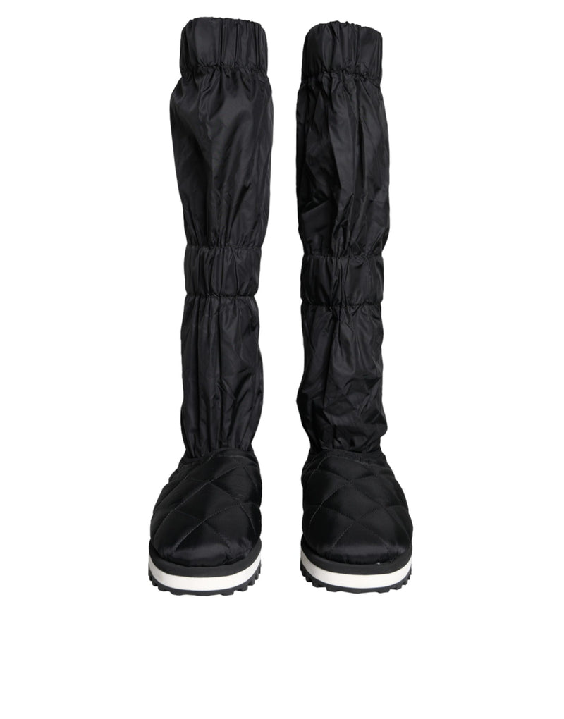 Dolce & Gabbana Black Quilted High Top Boots Sneakers