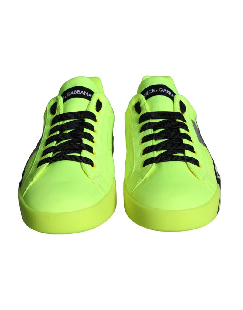 Dolce & Gabbana Neon Green Logo Tape Low Top Sneakers