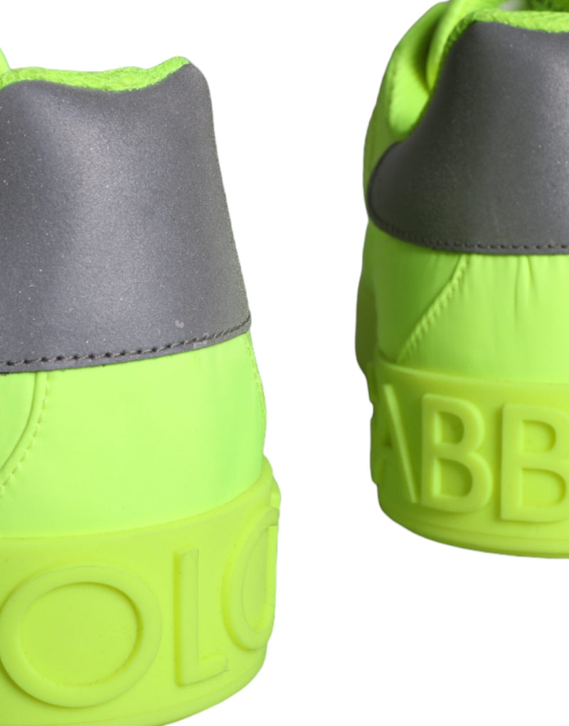 Dolce & Gabbana Neon Green Logo Tape Low Top Sneakers