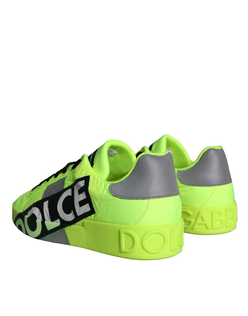 Dolce & Gabbana Neon Green Logo Tape Low Top Sneakers