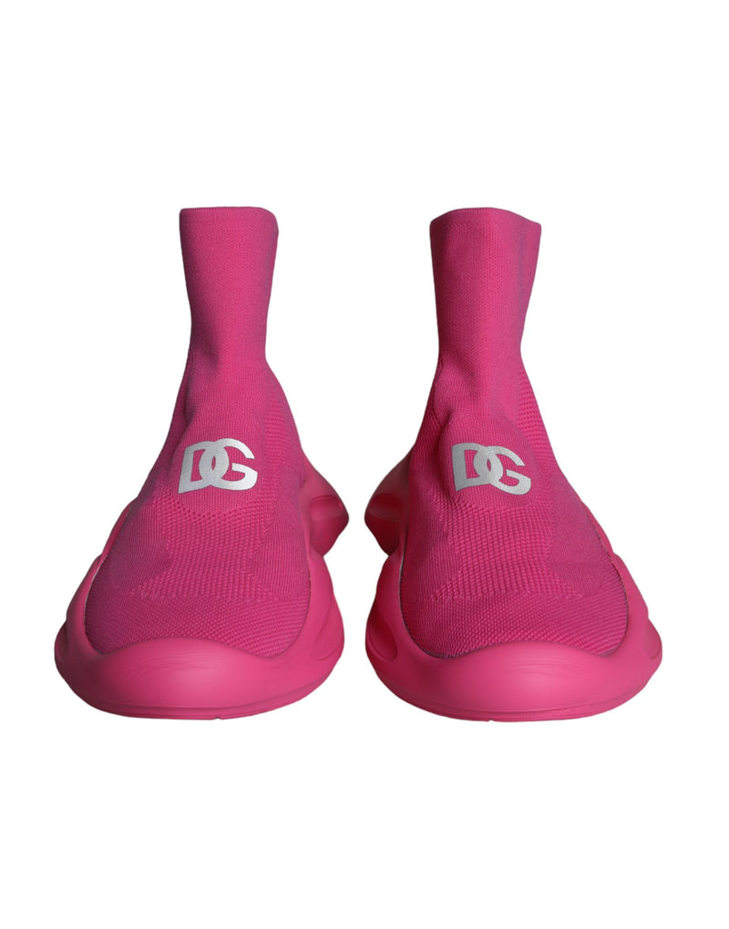 Dolce & Gabbana Pink Logo Print Slip On Socks Sneakers