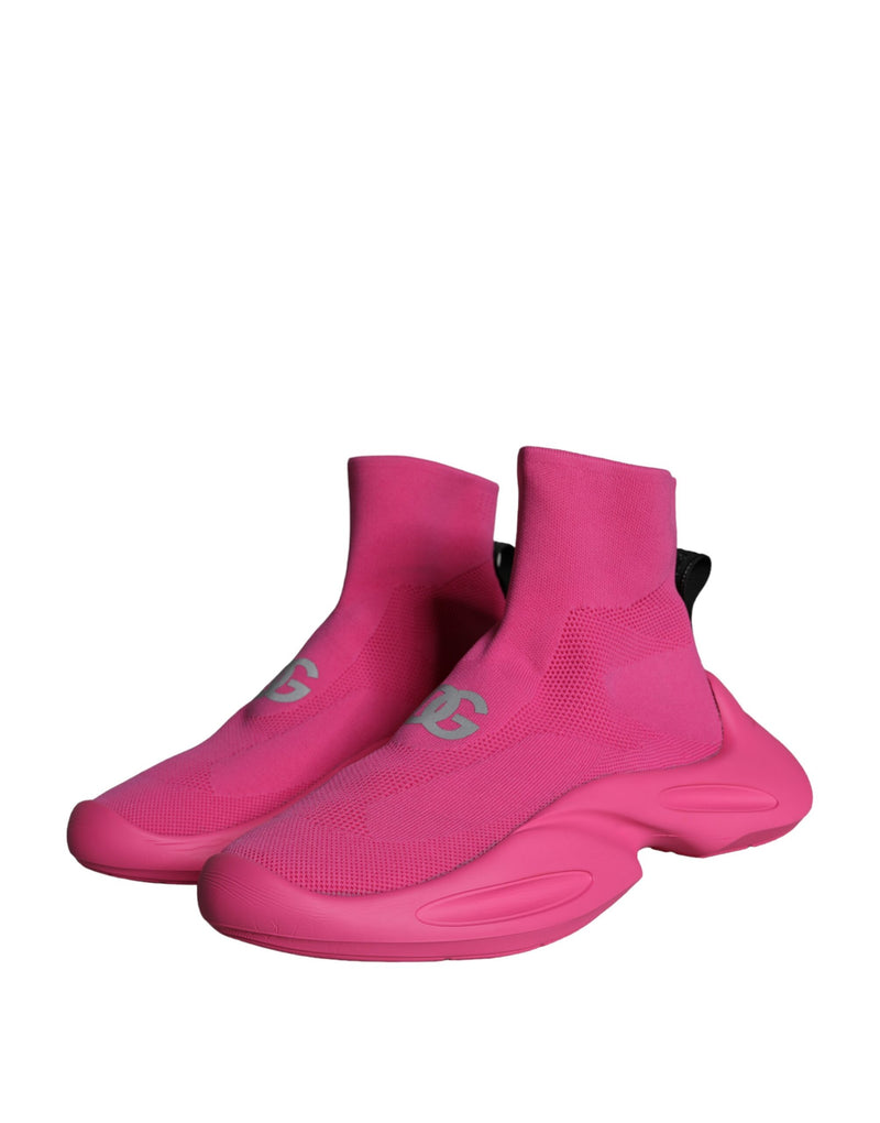 Dolce & Gabbana Pink Logo Print Slip On Socks Sneakers