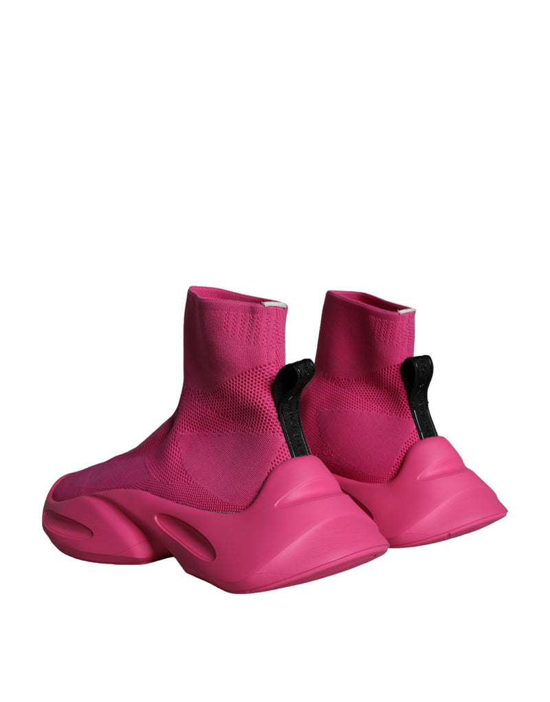 Dolce & Gabbana Pink Logo Print Slip On Socks Sneakers