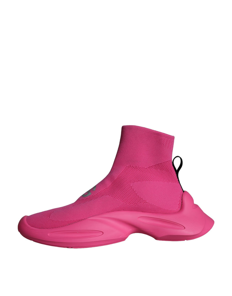 Dolce & Gabbana Pink Logo Print Slip On Socks Sneakers
