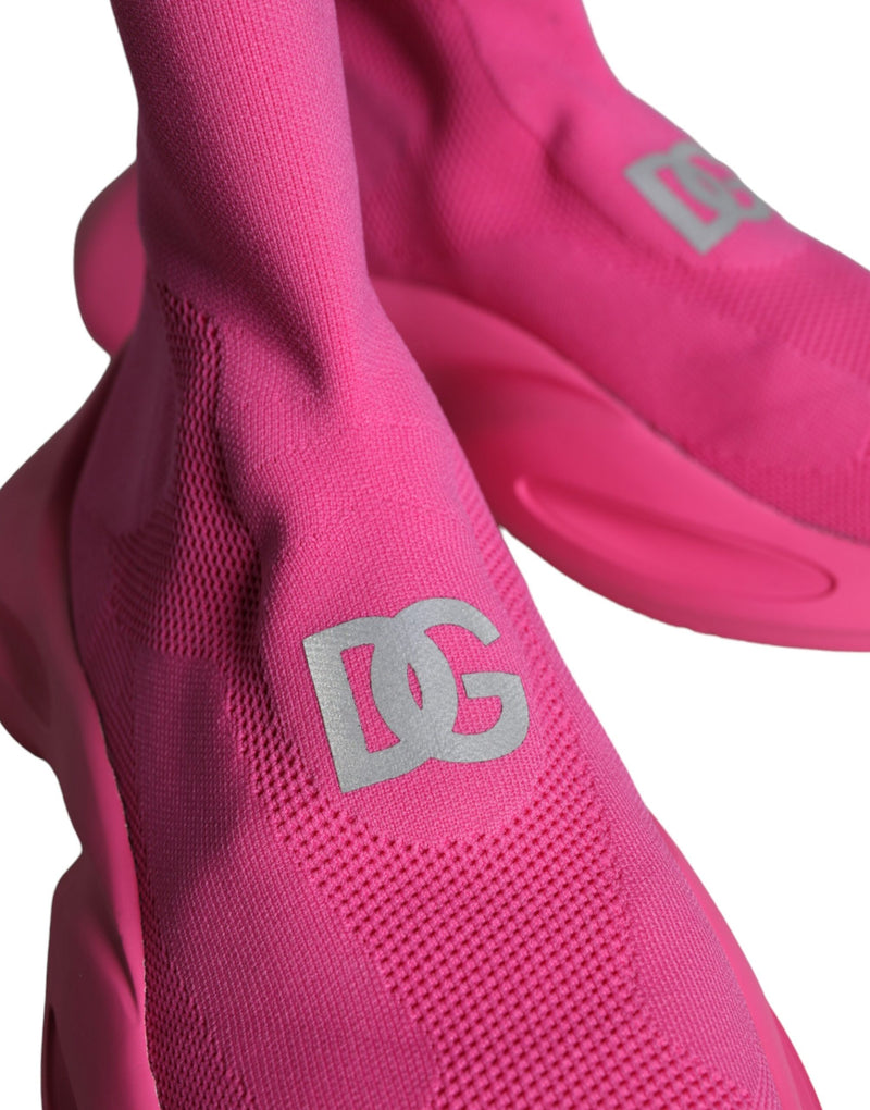 Dolce & Gabbana Pink Logo Print Slip On Socks Sneakers