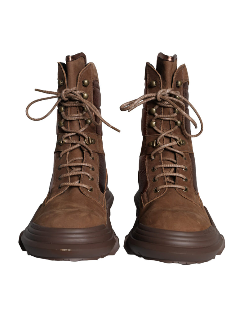 Dolce & Gabbana Brown Suede Leather Military Combat Boots