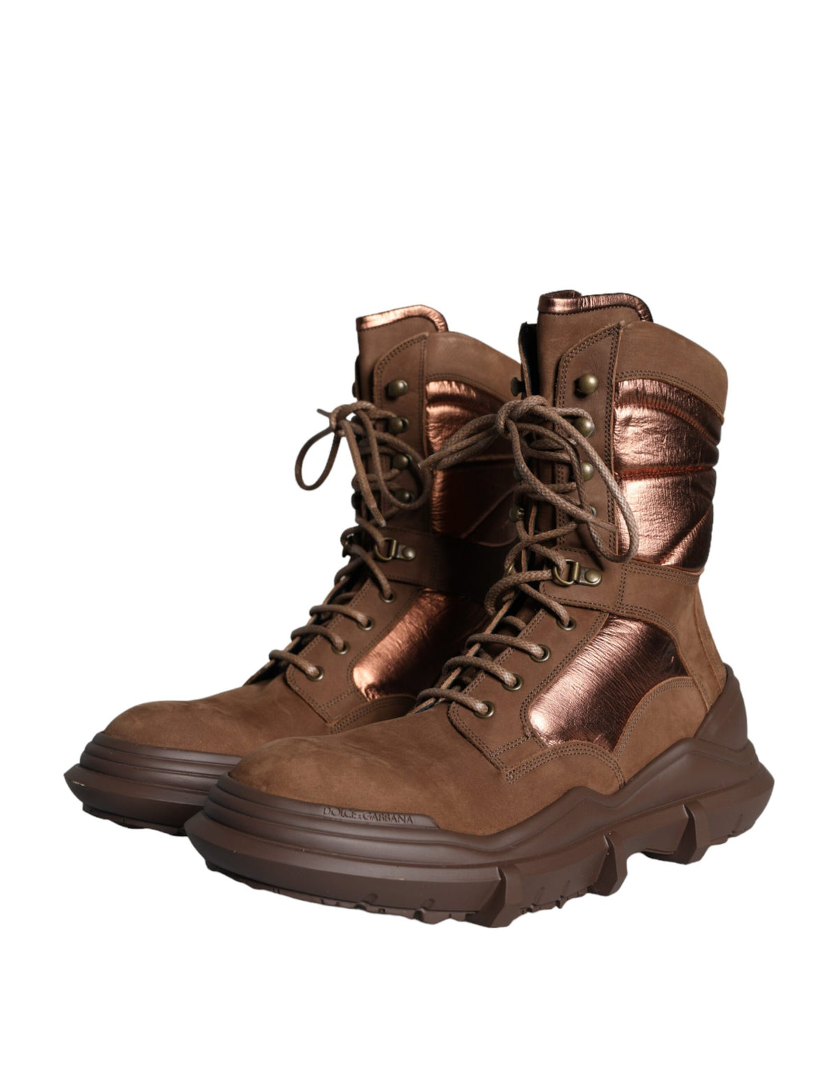 Dolce & Gabbana Brown Suede Leather Military Combat Boots