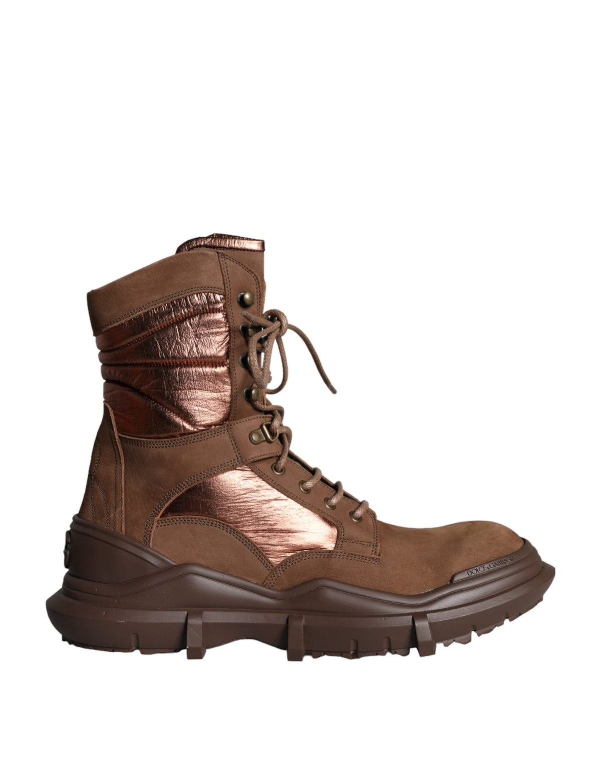 Dolce & Gabbana Brown Suede Leather Military Combat Boots