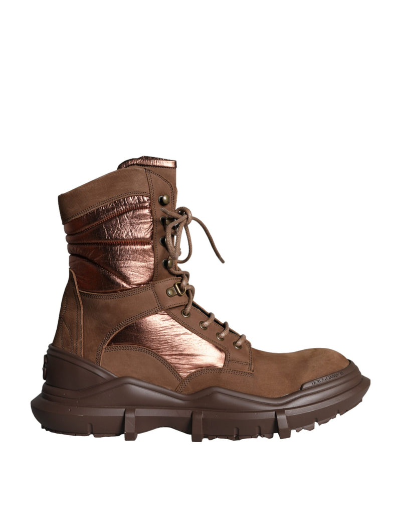 Dolce & Gabbana Brown Suede Leather Military Combat Boots