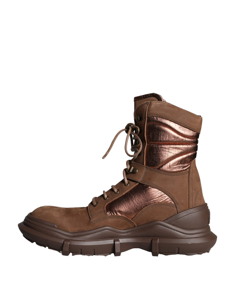 Dolce & Gabbana Brown Suede Leather Military Combat Boots