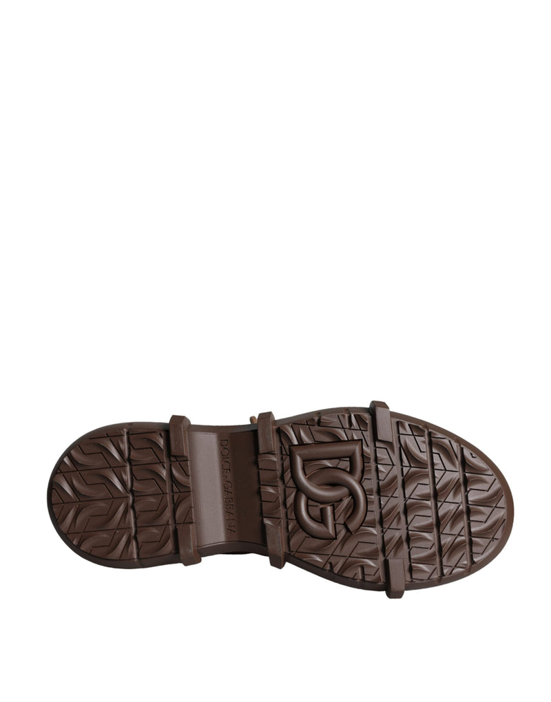 Dolce & Gabbana Brown Suede Leather Military Combat Boots