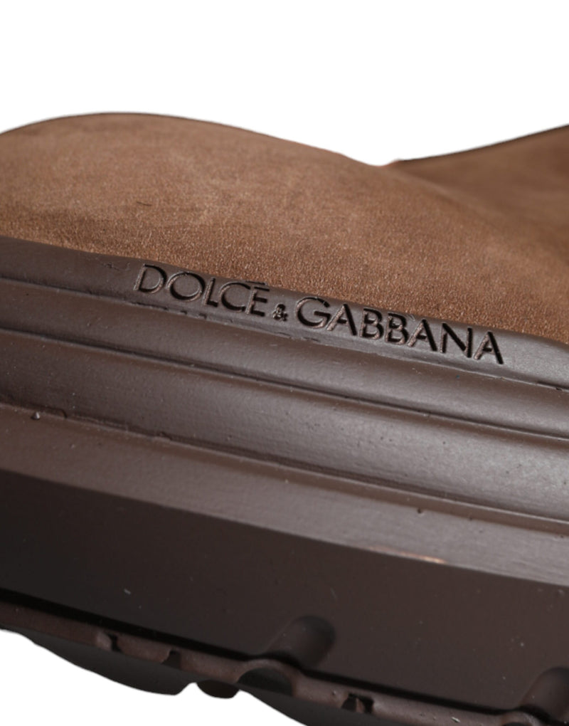 Dolce & Gabbana Brown Suede Leather Military Combat Boots