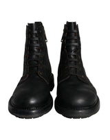 Dolce & Gabbana Bottes Noires à Lacets Mi-Mollet pour Homme