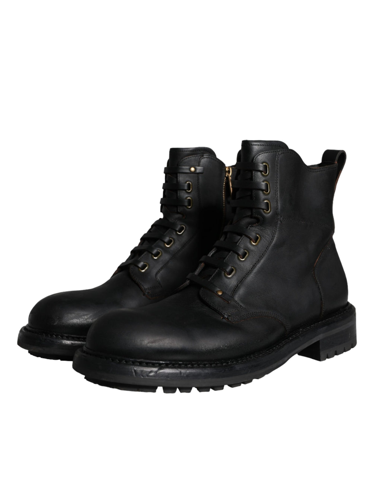 Dolce & Gabbana Bottes Noires à Lacets Mi-Mollet pour Homme
