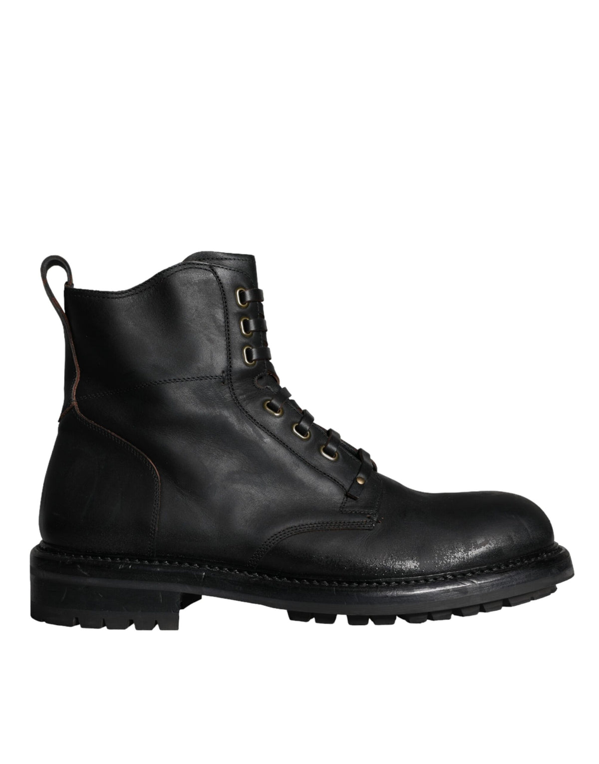 Dolce & Gabbana Bottes Noires à Lacets Mi-Mollet pour Homme