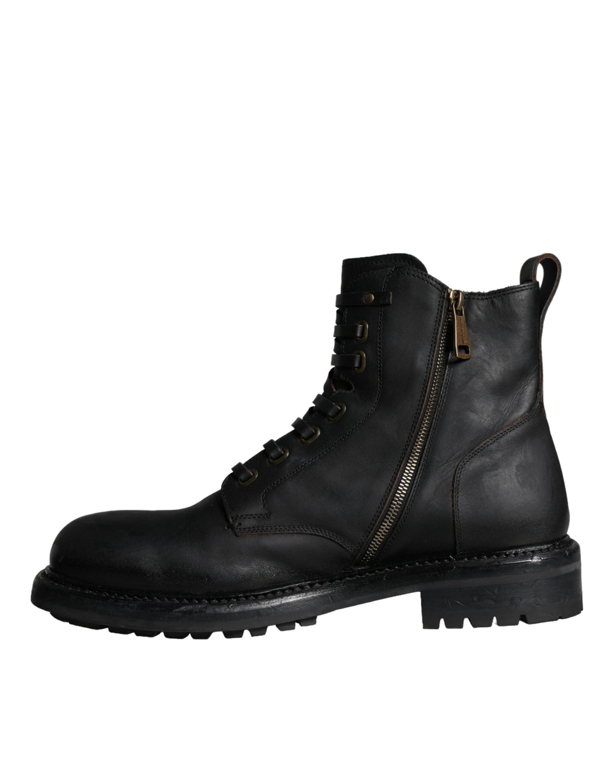 Dolce & Gabbana Bottes Noires à Lacets Mi-Mollet pour Homme
