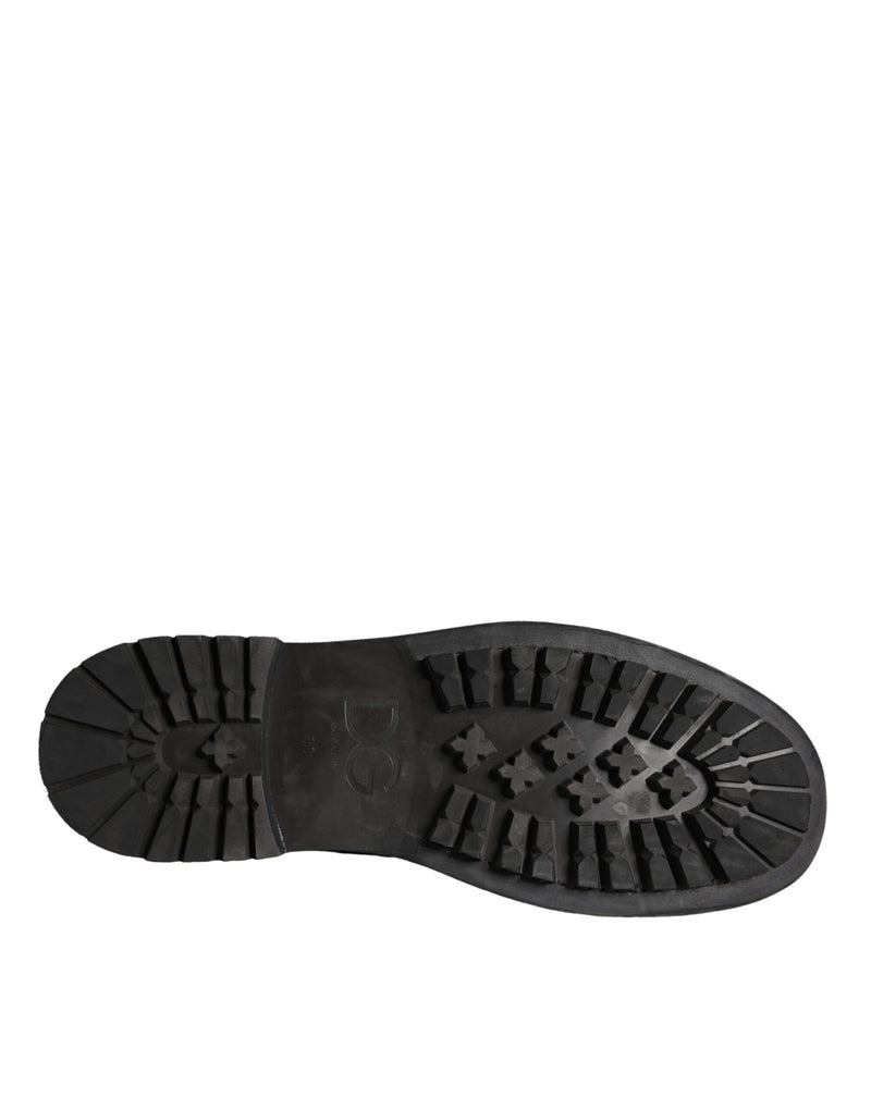 Dolce & Gabbana Bottes Noires à Lacets Mi-Mollet pour Homme