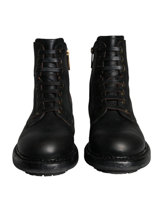 Dolce & Gabbana Bottes Mi-Mollet Lacées Noires pour Homme