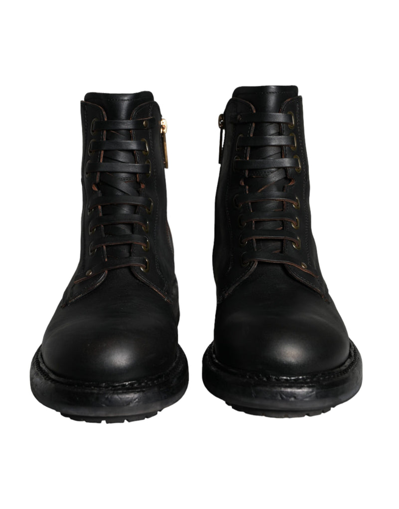 Dolce & Gabbana Bottes Mi-Mollet Lacées Noires pour Homme