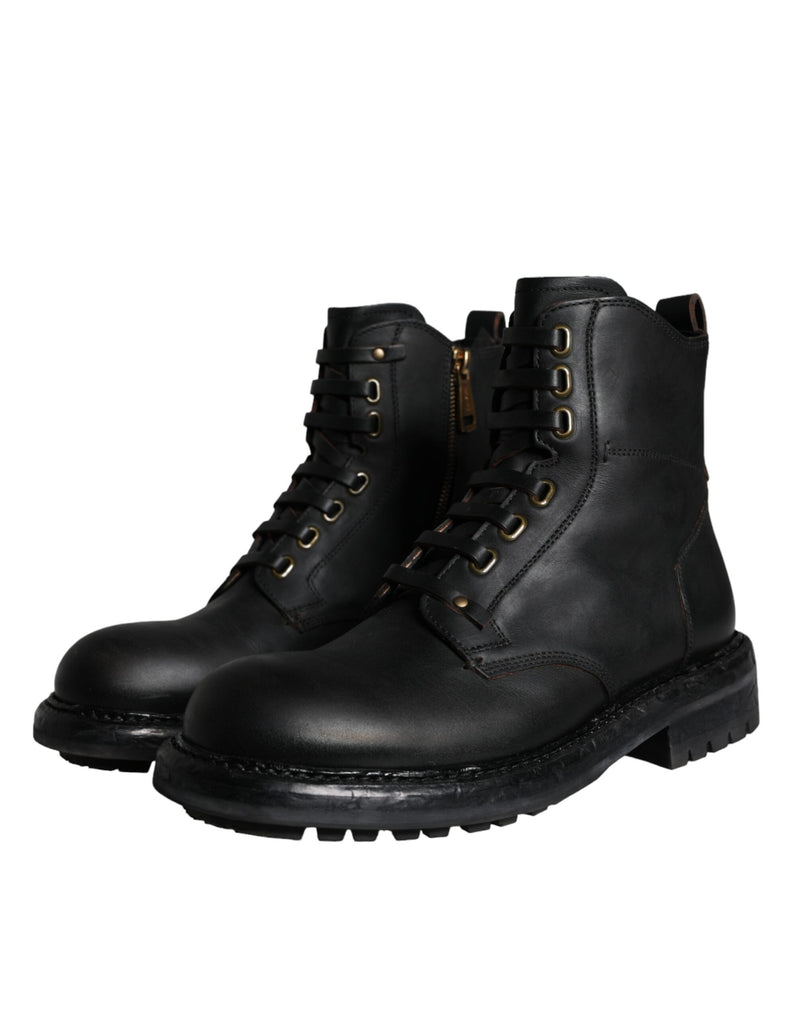 Dolce & Gabbana Bottes Mi-Mollet Lacées Noires pour Homme