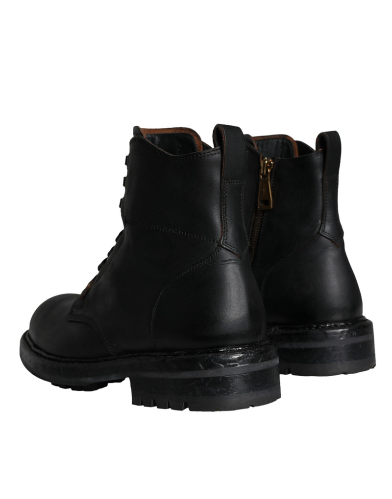 Dolce & Gabbana Bottes Mi-Mollet Lacées Noires pour Homme