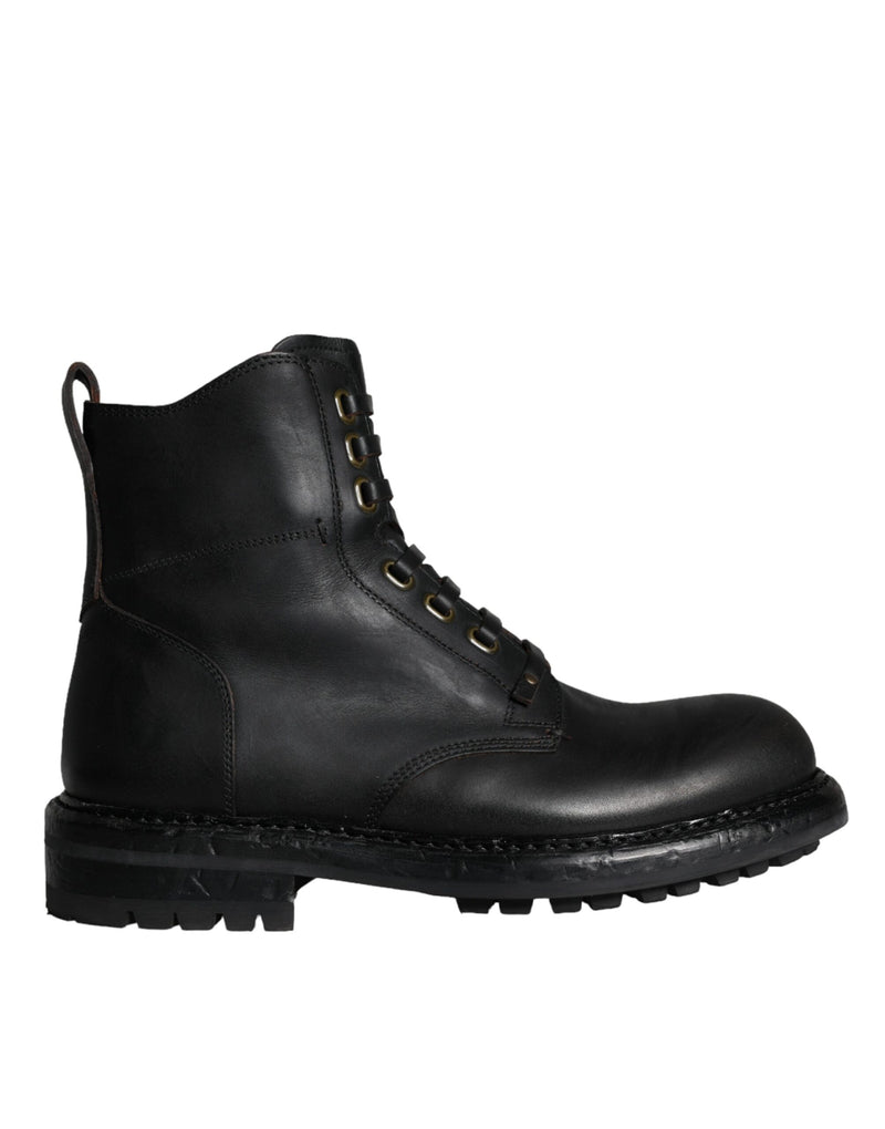 Dolce & Gabbana Bottes Mi-Mollet Lacées Noires pour Homme