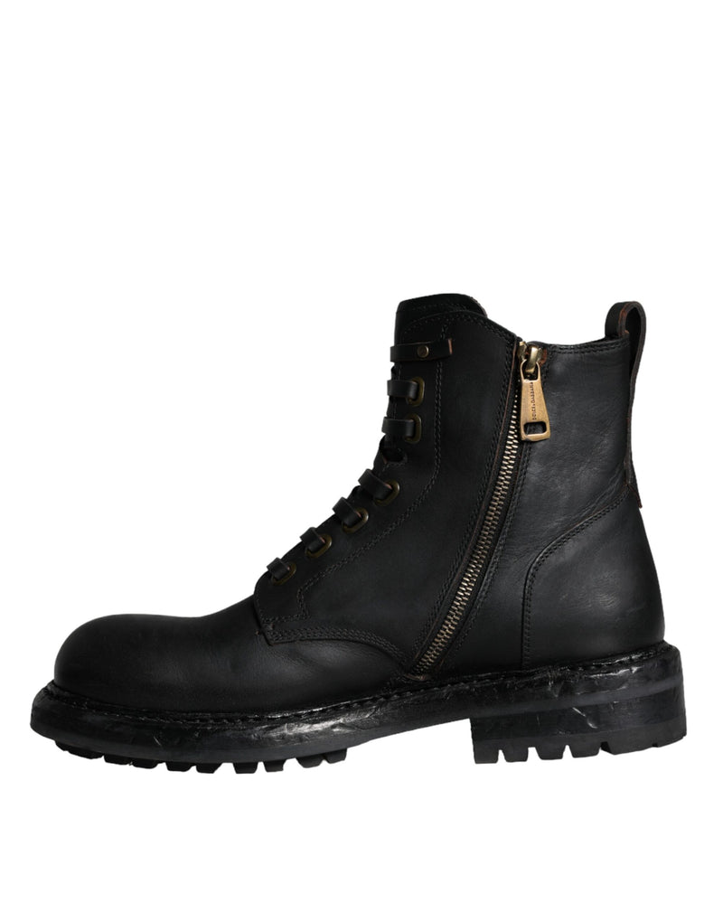 Dolce & Gabbana Bottes Mi-Mollet Lacées Noires pour Homme